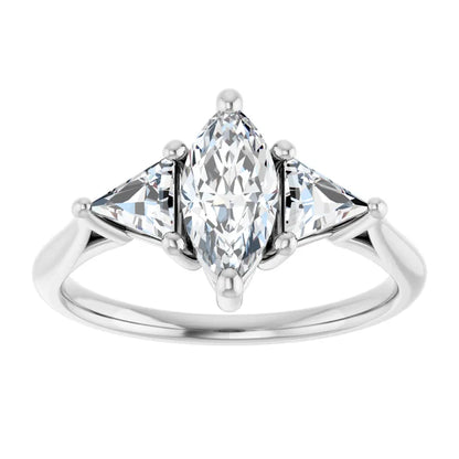 three stone natural Diamond engagement ring 