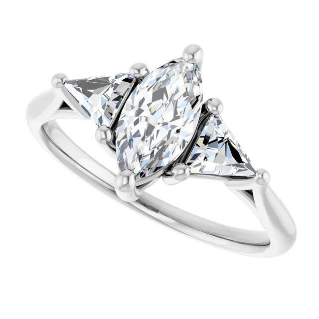 three stone natural Diamond engagement ring  on platinum