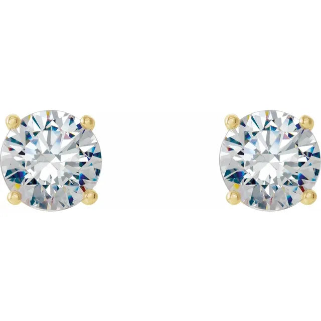 1/2 CTW Martini Style Diamond Stud Earrings Set in Yellow Gold