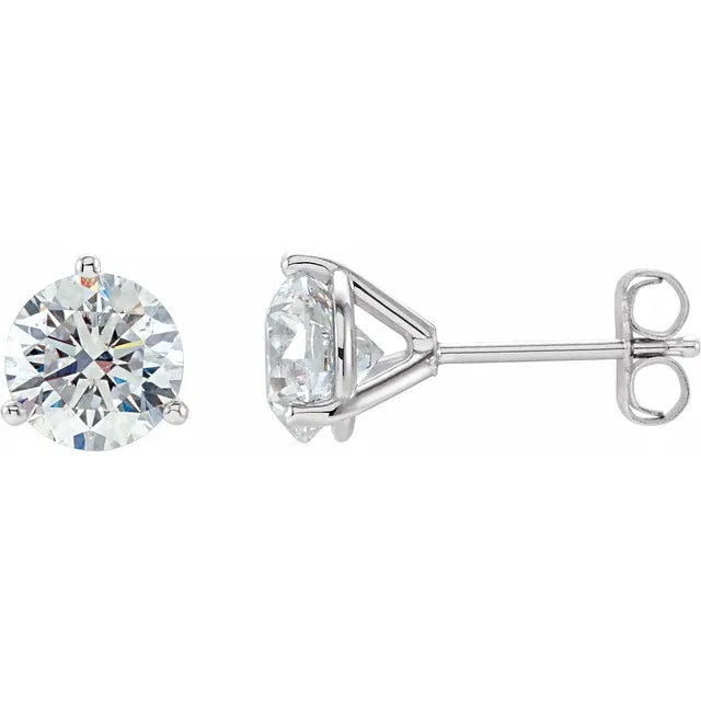 3 Prong Diamond Stud Earrings