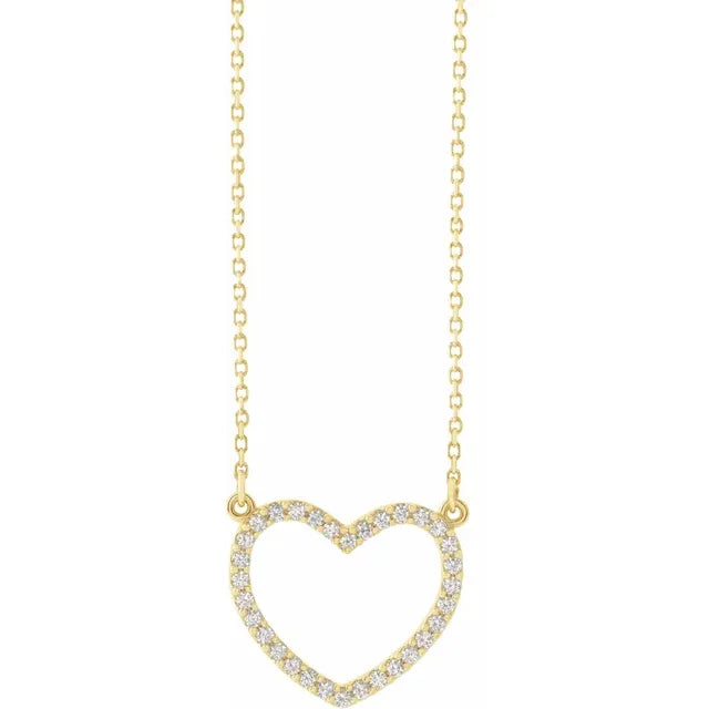 14K Gold Natural Diamond Heart Necklace