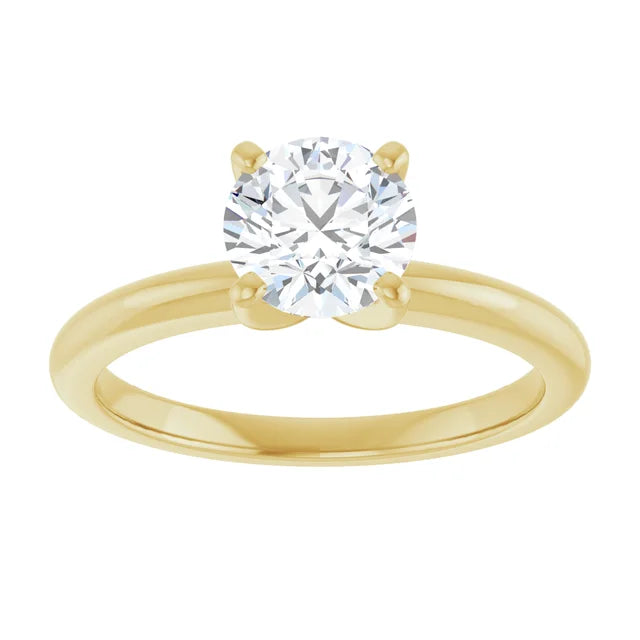 Round Solitaire Diamond Engagement Ring in Gold or Platinum