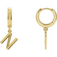 14K Gold Initial Hinged Huggie Hoop Earring