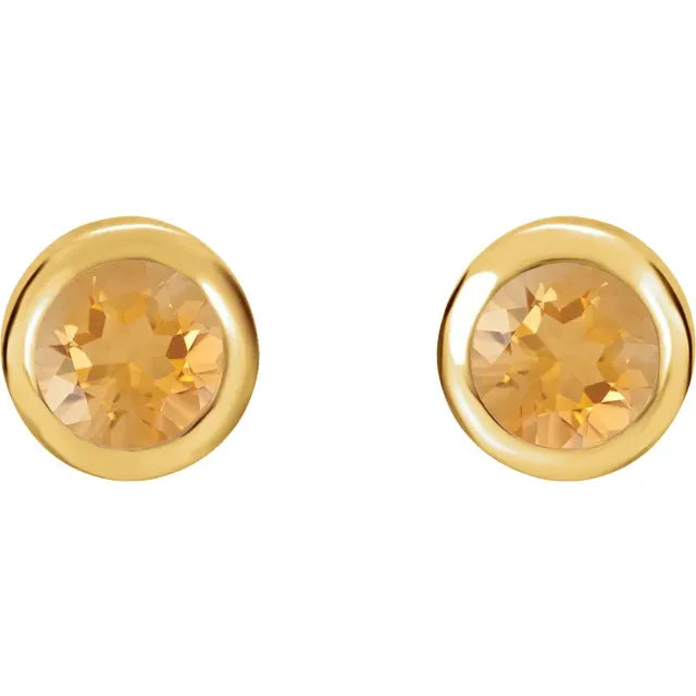 Natural Citrine Bezel-Set Earrings