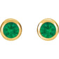 Yellow Gold Natural Emerald Bezel-Set Earrings