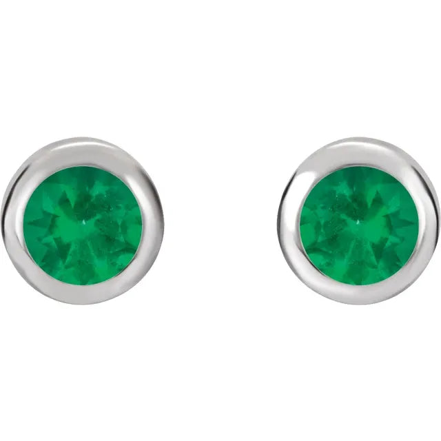 Natural Emerald Bezel-Set Earrings