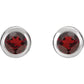 Platinum  Natural Garnet Bezel-Set Earrings 