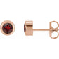 14K Rose Gold  Natural Garnet Bezel-Set Earrings 
