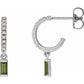 White Gold Natural Green Tourmaline & Natural Diamond French-Set Birthstone Hoop Earrings