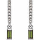 Gold Natural Green Tourmaline & Natural Diamond French-Set Birthstone Hoop Earrings