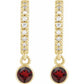 Yellow Gold Natural Mozambique Garnet &  Natural Diamond French-Set Hoop Earrings 