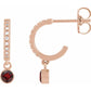Rose Gold Natural Mozambique Garnet &  Natural Diamond French-Set Hoop Earrings 