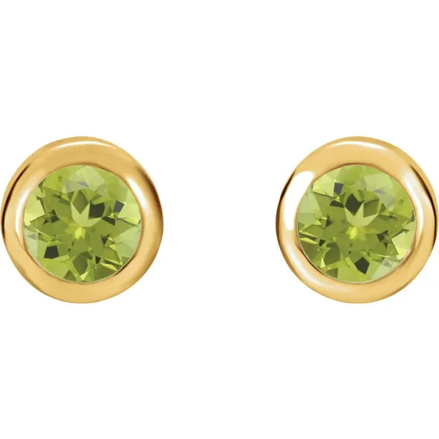 yellow gold Natural Peridot Bezel-Set Earrings