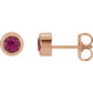 14K Rose Gold Natural Pink Tourmaline Bezel-Set Earrings
