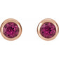 Rose Gold Natural Pink Tourmaline Bezel-Set Earrings