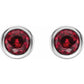 Platinum Natural Ruby Bezel-Set Earrings