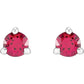 Platinum Natural Ruby Stud Earrings 