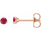 14K Rose Gold Natural Ruby Stud Earrings 