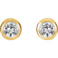 Yellow gold Natural White Sapphire Bezel-Set Earrings