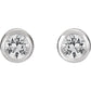 Platinum Natural White Sapphire Bezel-Set Earrings