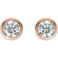Rose Gold Natural White Sapphire Bezel-Set Earrings
