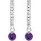 Platinum Natural Amethyst & Natural Diamond French-Set Hoop Earrings 
