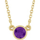 Natural Amethyst Solitaire birthstone Necklace in yellow gold