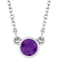 Natural Amethyst Solitaire birthstone Necklace in white gold