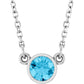 Natural Aquamarine Birthstone solitaire Necklace in white gold