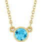 Yellow Gold Natural Aquamarine Birthstone solitaire Necklace 