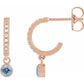 Rose Gold Natural Aquamarine & Natural Diamond French-Set Hoop Earrings 