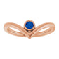 Rose Gold Natural Blue Sapphire Bezel-Set V Ring