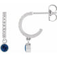 White gold or platinum Natural Blue Sapphire & CTW Natural Diamond French-Set Hoop Earrings 