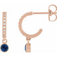 Rose Gold Natural Blue Sapphire & CTW Natural Diamond French-Set Hoop Earrings 