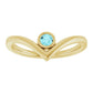 Yellow Gold Natural Blue Zircon Bezel-Set V Ring