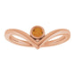 Rose Gold Natural Citrine Bezel-Set V Ring