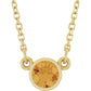 yellow gold Natural Citrine Bezel Set Birthstone Solitaire Necklace 