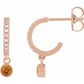 Rose Gold Natural Citrine & Natural Diamond French-Set Hoop Earrings 