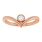 Rose Gold Natural Diamond Bezel Set V Ring 