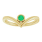 Yellow gold Natural Emerald Bezel-Set V Ring