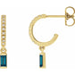 Yellow Gold Natural London Blue Topaz & Natural Diamond French-Set Birthstone Hoop Earrings 