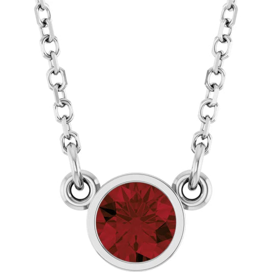 4 MM Natural Garnet Solitaire Pendant in white gold 