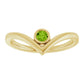 Yellow Gold Natural Peridot Bezel-Set V Ring
