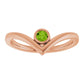 Rose Gold Natural Peridot Bezel-Set V Ring