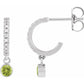 White Gold or Platinum Natural Peridot &  CTW Natural Diamond French-Set Hoop Earrings 