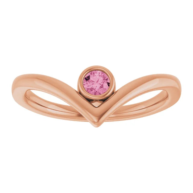 Bezel-Set V Birthstone Ring – Natural Gemstones