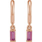 Natural Pink Tourmaline Hoop Earrings 