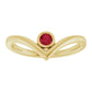 Yellow Gold Natural Ruby Bezel-Set Birthstone V Ring