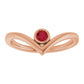 Rose Gold Natural Ruby Bezel-Set Birthstone V Ring