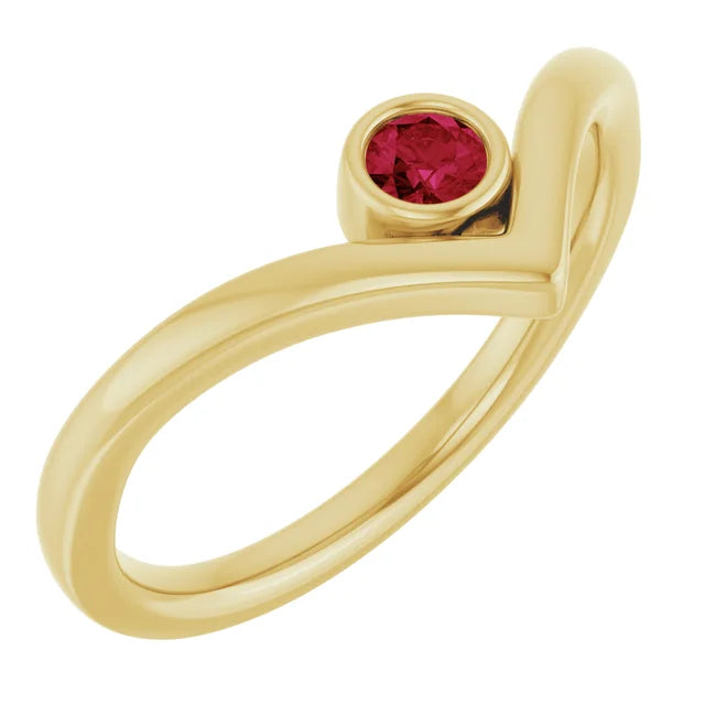 Bezel-Set V Birthstone Ring – Natural Gemstones